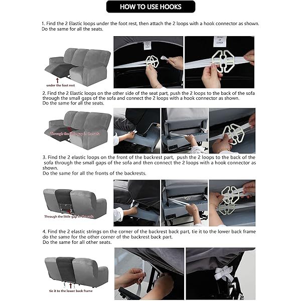 Fundas de sofá reclinables de terciopelo de 8 piezas, fundas elásticas para sofá reclinable de 3 cojines, fundas para sofá reclinable, muebles