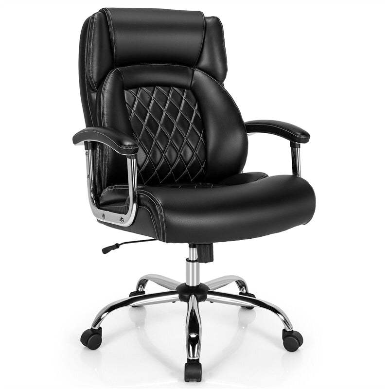 Silla de oficina giratoria de altura ajustable de 500 libras, silla de escritorio para ordenador, silla ejecutiva de piel sintética con Base de Metal resistente