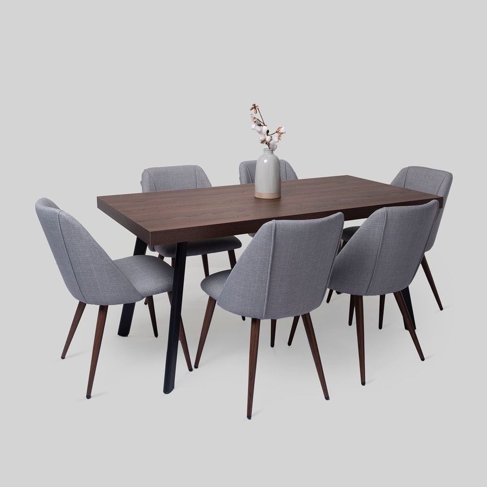 Juego De Comedor Tana 6 Sillas Gris Claro