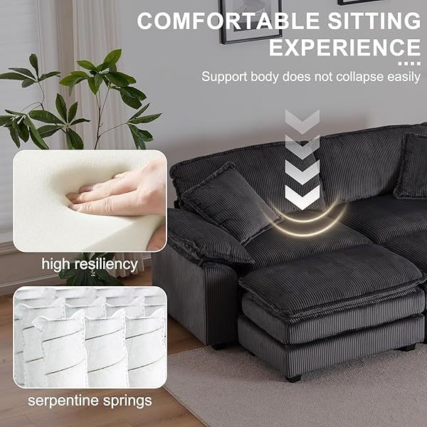 Sofá seccional Loveseat con otomana, sofá cama moderno con almohadas
