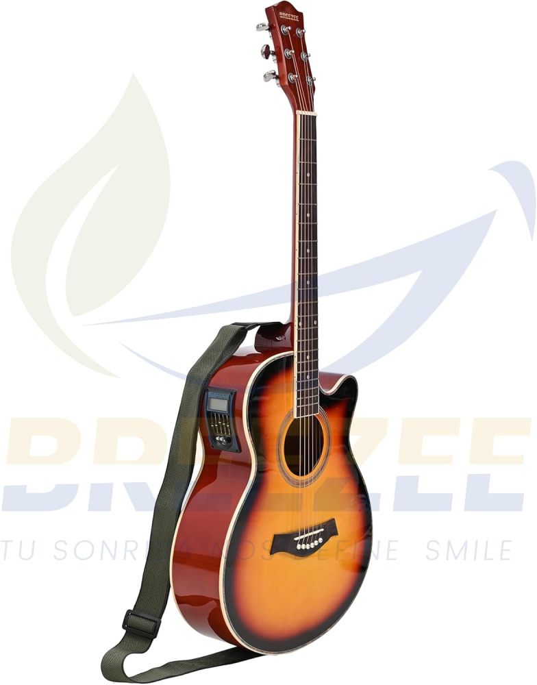 Guitarra Electroacústica de 40” Diseñada sobre Abeto, Merbau, Okume y Palisandro. Acabado de Barniz en Pulverización, Incluye Set de Accesorios Completo para Principiante