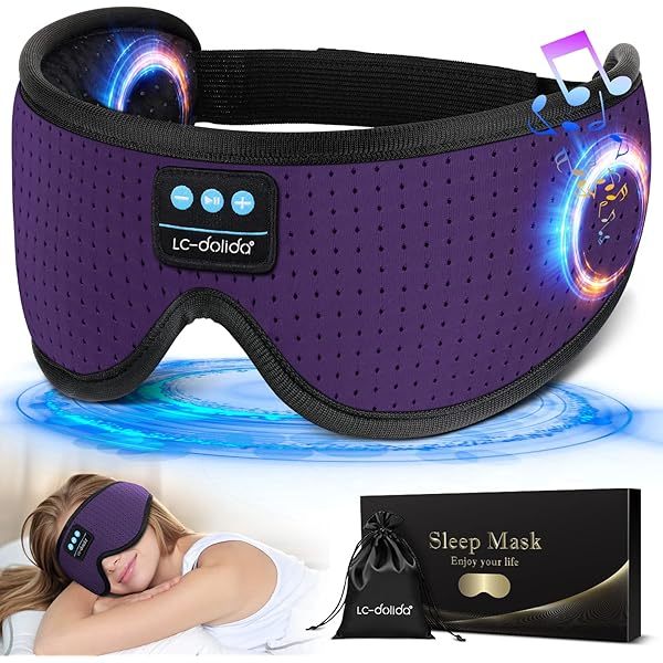 Auriculares para dormir, máscara para dormir 3D con Bluetooth, máscara para dormir con música inalámbrica, auriculares para dormir para quienes duermen de lado