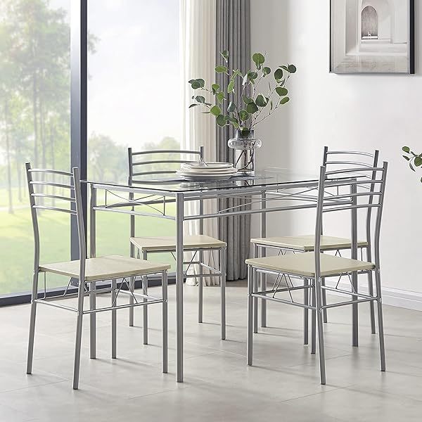 Mesa de comedor con 4 sillas [4 manteles individuales incluidos, negro, 43,3 x 27,5 x 30, 15,7 x 16,9 x 33,8] Juego de mesa de comedor negro para 4