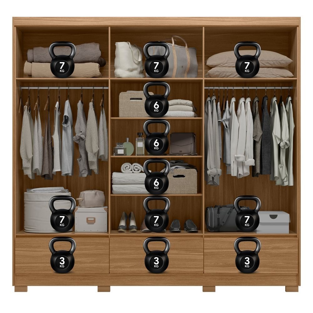 Ropero Paul 6 Puertas 3 Cajones Almendra Off White