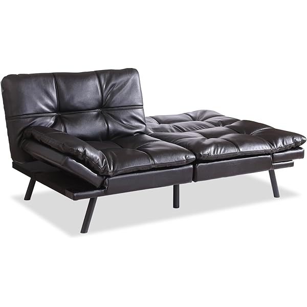 Sofá cama futón de espuma viscoelástica ajustable, sofá con respaldo convertible y reposabrazos, futón plegable, moderno futón cama para sala de estar, apartamento, oficina, habitación pequeña, sofá cama de 71 pulgadas, color negro