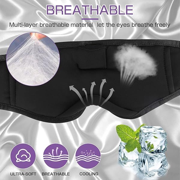 Auriculares para dormir, máscara para dormir 3D con Bluetooth, máscara para dormir con música inalámbrica, auriculares para dormir para quienes duermen de lado