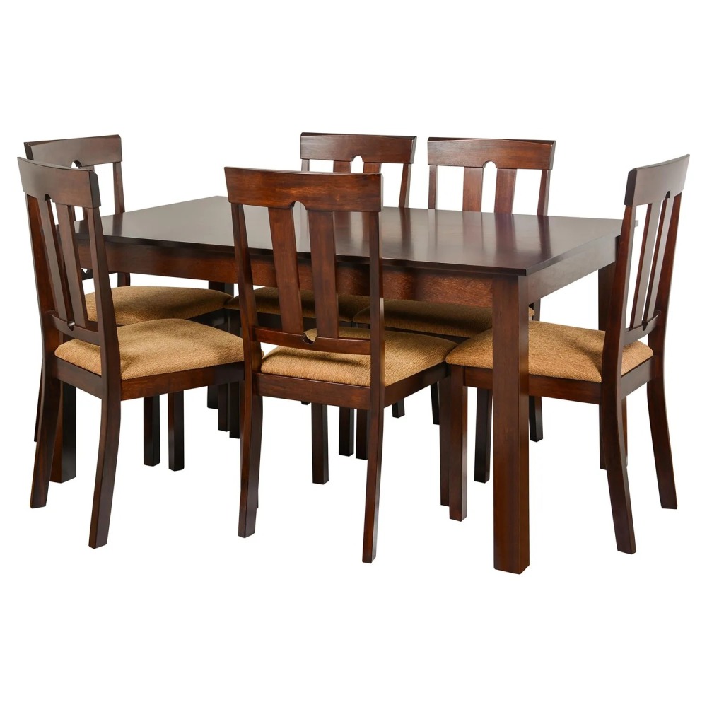 Juego de Comedor Louis 6 Sillas Mesa Rectangular 90x94x140 cm Capuccino