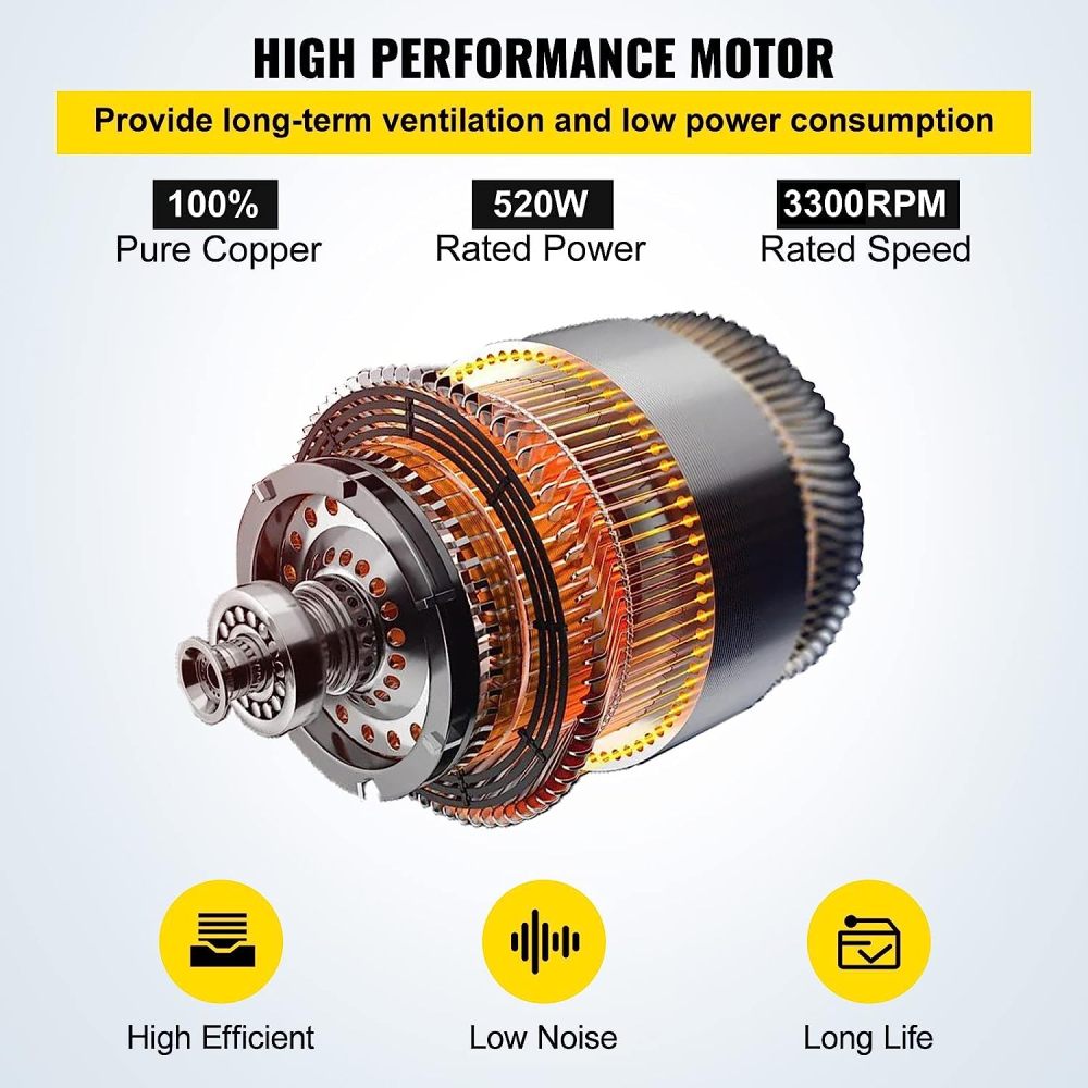 Ventilador de manguera axial para soplador/escape, 12 pulgadas, ventilador portátil de alta velocidad de 3900 m3/h, ventilador extractor de bajo ruido con manguera de conducto de 5 m