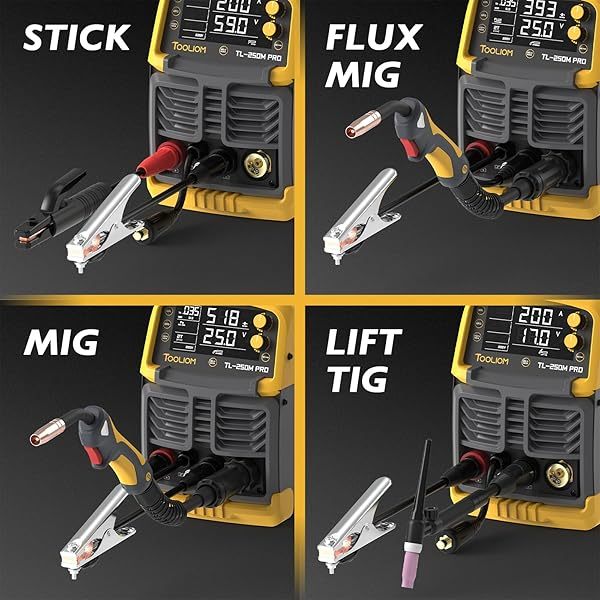 135A MIG Welder Flux Core 110V MIG Soldador sin gas MIG/Lift TIG/Stick Máquina de soldadura 3 en 1 IGBT DC Inversor con visualización LCD Soldador MIG de flujo 135A 110V
