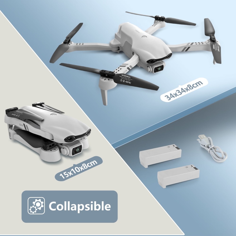 Dron FPV Wifi F10-1080P con cámara HD 1080P, modo sin cabeza/giros 3D, cuadricóptero RC para principiantes, color blanco plateado