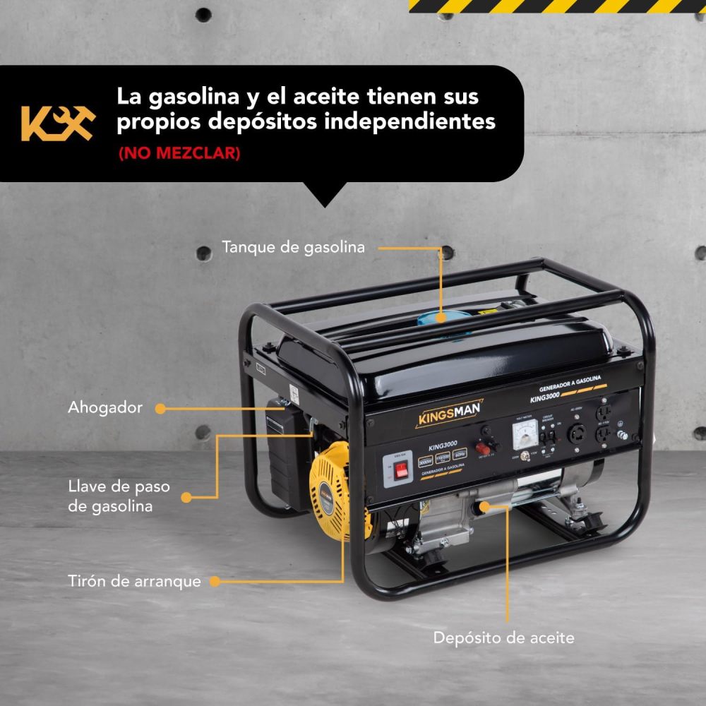 Generador De Corriente Eléctrica A Gasolina 3000 W - Motor de 1 Cilindro De 4 Tiempos - Planta De Luz Portátil - Estación De Energía - 110/220 V - 60 Hertz - Tanque de combustible 15 L