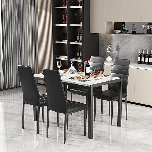 Juego de mesa de comedor para 4, 5 piezas de mármol DiningTableSet