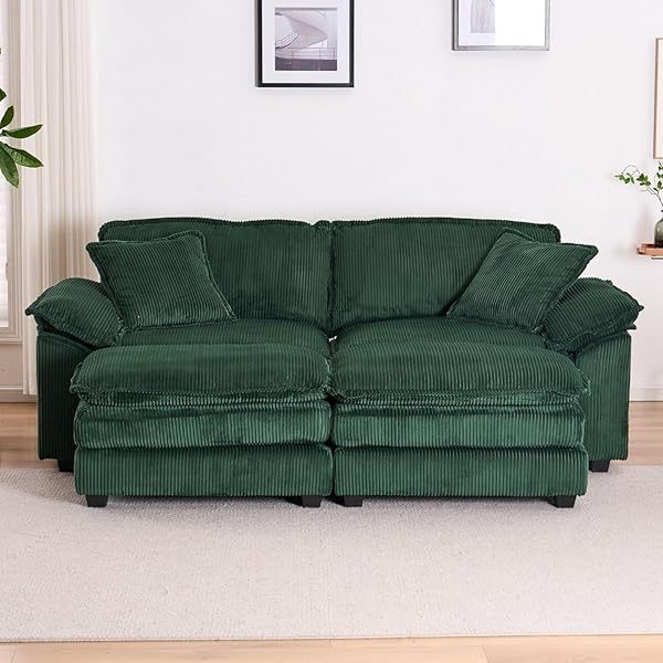 Sofá seccional Loveseat con otomana, sofá cama moderno con almohadas