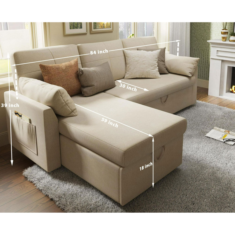 Sofá cama, sofá cama con diván con espacio de almacenamiento, sofá cama para sala de estar