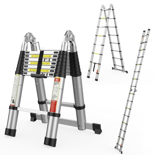 5m Escalera Telescópica Aluminio Plegable Bastidor en A multiusos