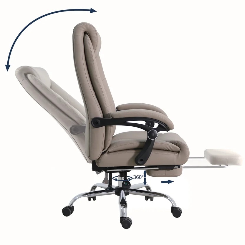 Silla de Escritorio Arnold Ergonómica Ejecutiva Giratoria Café con Base Cromada Just Home Collection