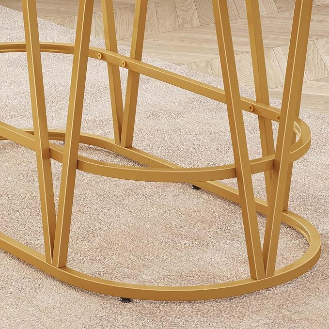 Mesa de Comedor Moderna para 6 a 8 Personas, Mesa de Cocina grande de 70.3 Pulgadas con Mesa de mármol sintético y Patas geométricas Doradas, Mesa de Comedor de Madera para reuniones