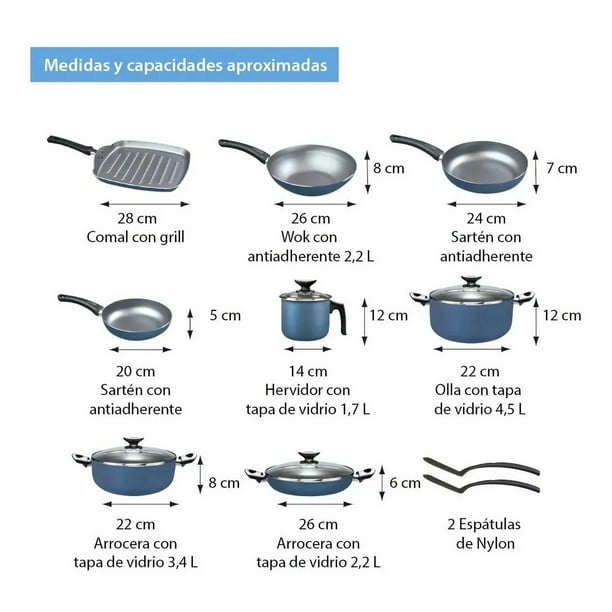 Batería De Cocina Balance De Aluminio De 14 Piezas Con Antiadherente