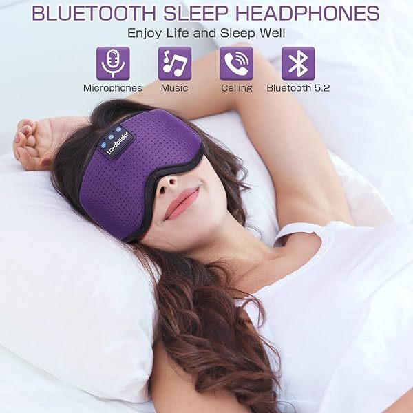 Auriculares para dormir, máscara para dormir 3D con Bluetooth, máscara para dormir con música inalámbrica, auriculares para dormir para quienes duermen de lado