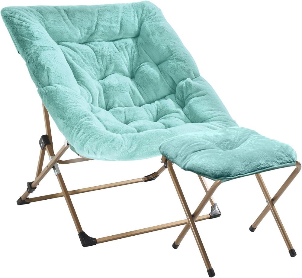 OAKHAM Comfy Saucer Chair,Folding Faux Fur Lounge Chair for Bedroom and Living Room,Flexible Seating Chair for Kids Teens Adults