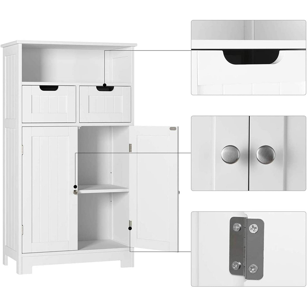 Homfa - Mueble de almacenamiento para el suelo del baño, armario de madera para ropa blanca con estante ajustable, organizador independiente para la oficina y la sala de estar, color blanco