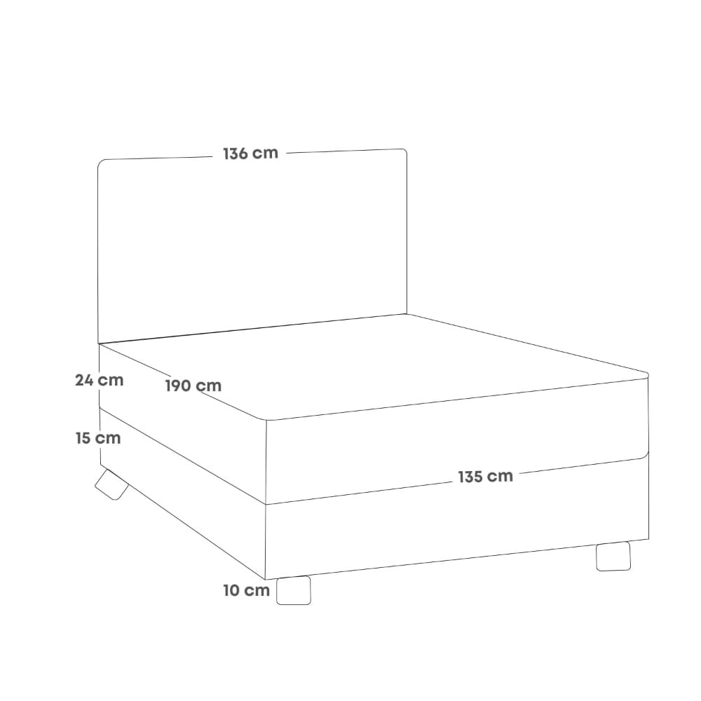 Dormitorio Acqua 2 Plazas + Velador Turin Beige + Respaldo Gris