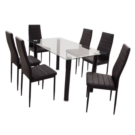 Juego de Comedor  Vidrio 6 Sillas Negro