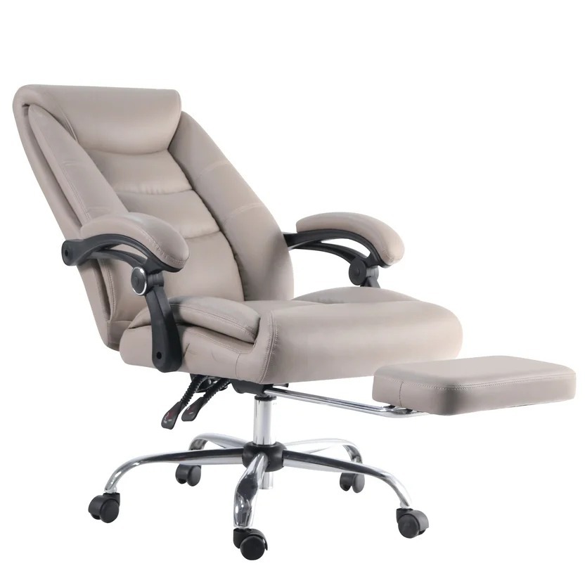 Silla de Escritorio Arnold Ergonómica Ejecutiva Giratoria Café con Base Cromada Just Home Collection