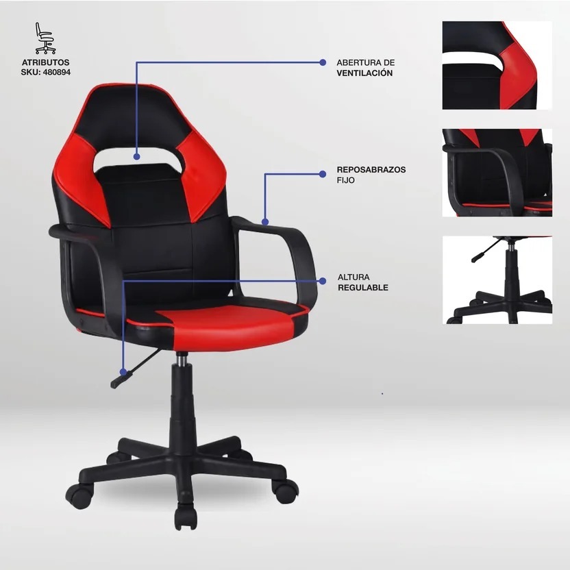 Silla Escritorio Gamer Rojo/Negro