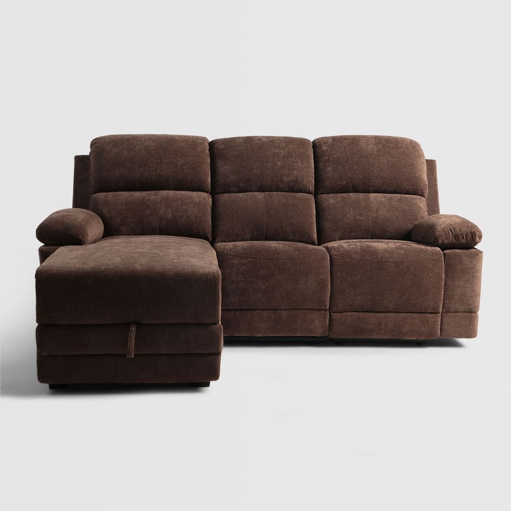 Seccional Liam Reclinable Con Almacen Marron