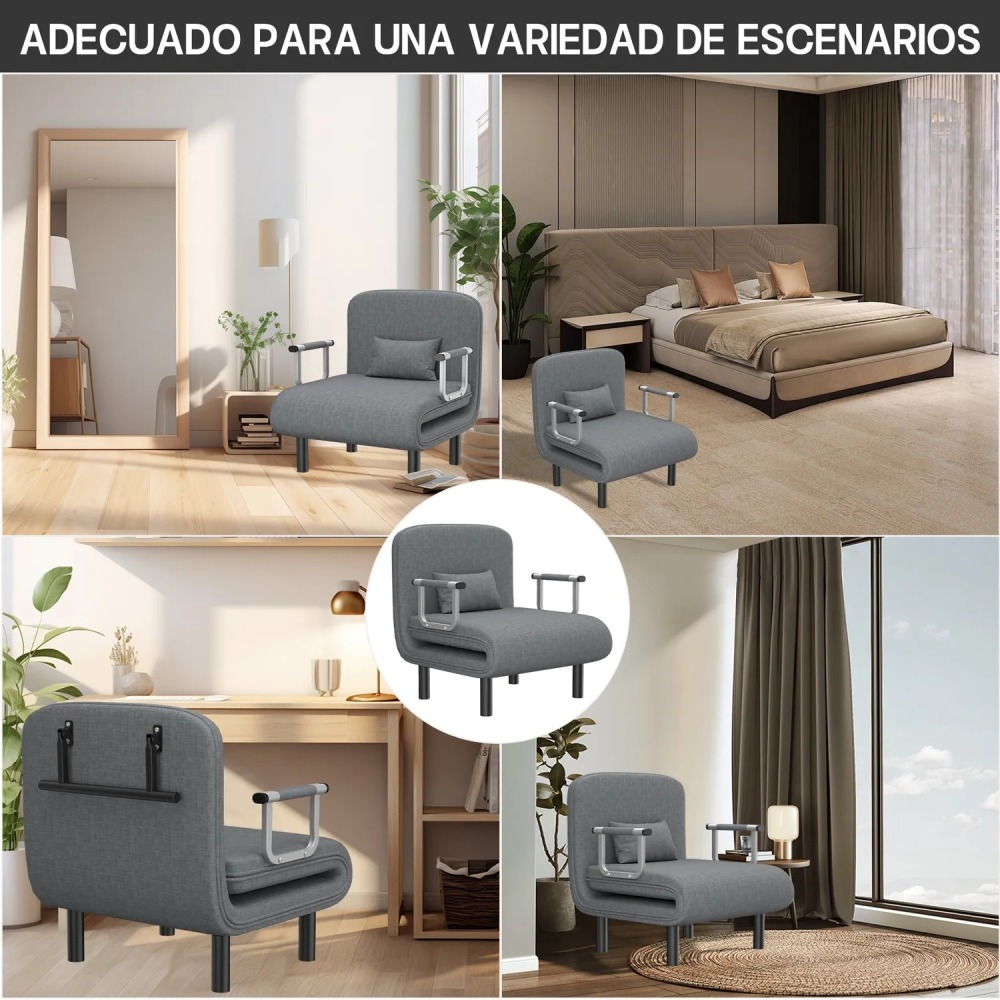 Sillón Sofá Cama Plegable Gris