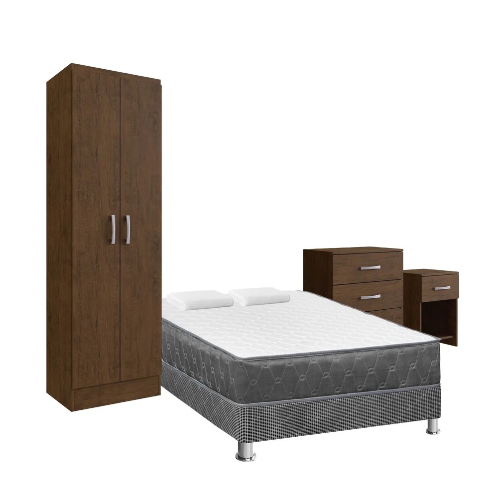 Combo Cama Acqua 2 Plazas + Multiusos + Cómoda + Mesa de Noche + Sofá Cama