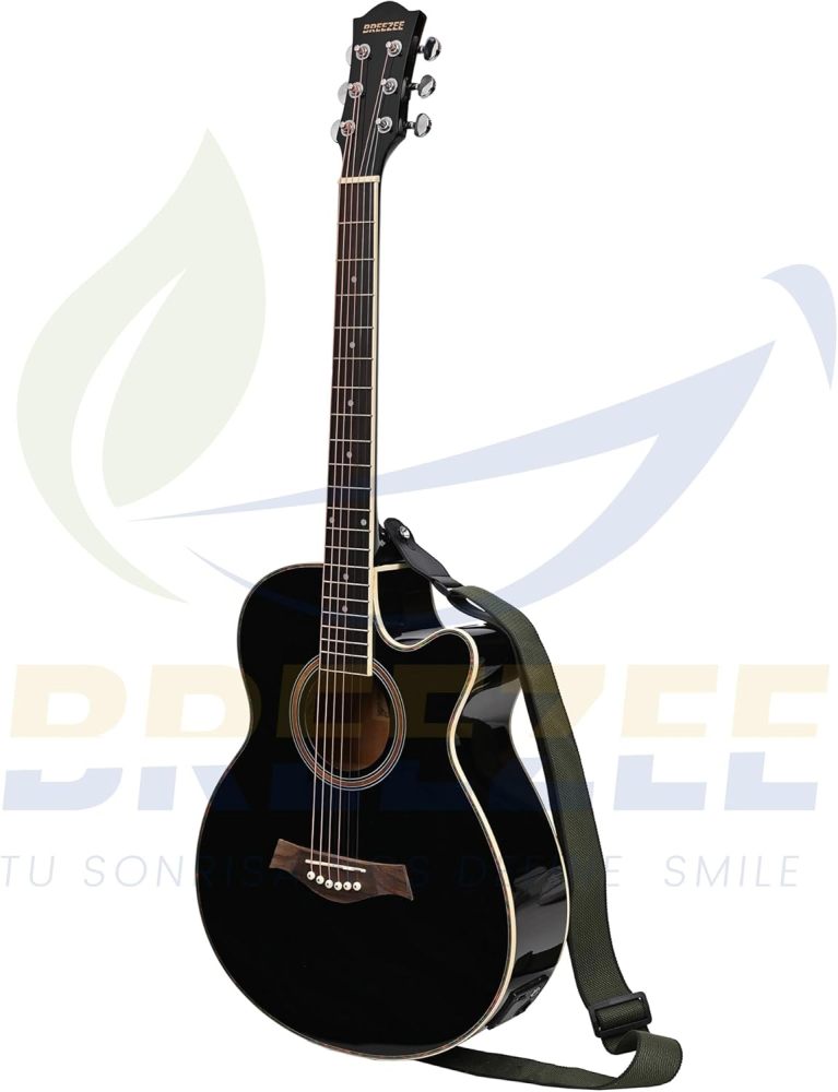 Guitarra Electroacústica de 40” Diseñada sobre Abeto, Merbau, Okume y Palisandro. Acabado de Barniz en Pulverización, Incluye Set de Accesorios Completo para Principiante