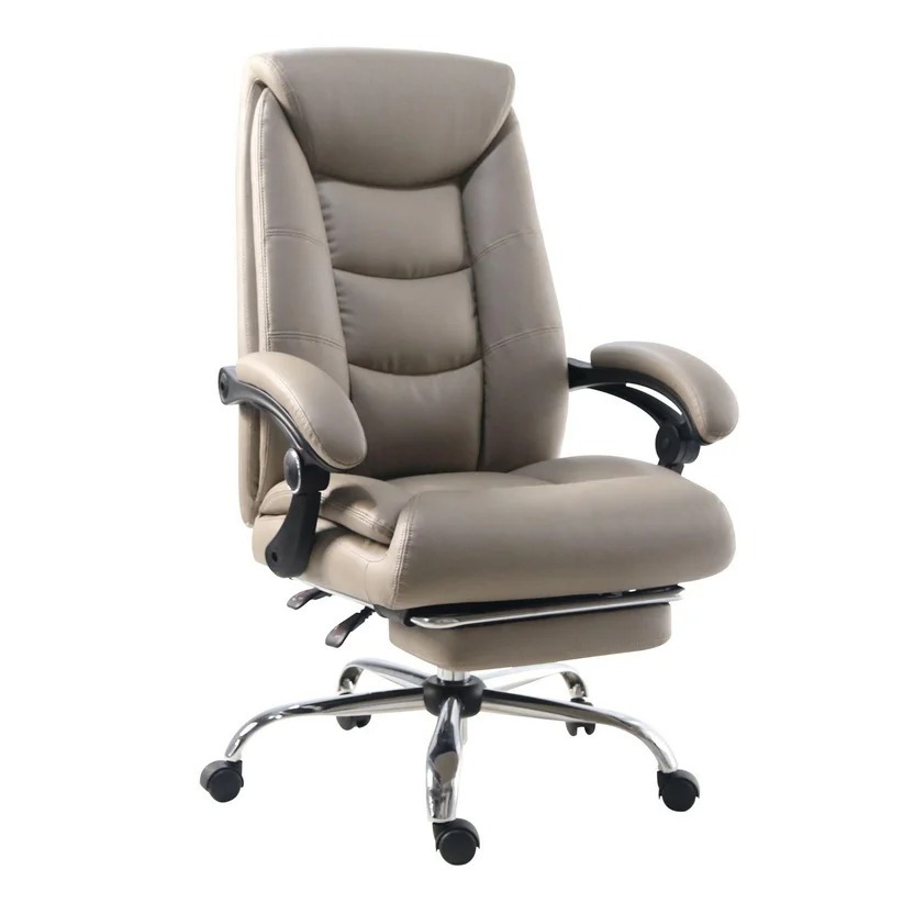 Silla de Escritorio Arnold Ergonómica Ejecutiva Giratoria Café con Base Cromada Just Home Collection