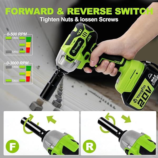 Llave de impacto inalámbrica de 1/2 pulgada para tuercas de orejetas, kit de pistola de impacto eléctrica sin escobillas de 20 V, 400 N.M, destornillador de impacto a batería de 4,0 Ah para trabajo pesado