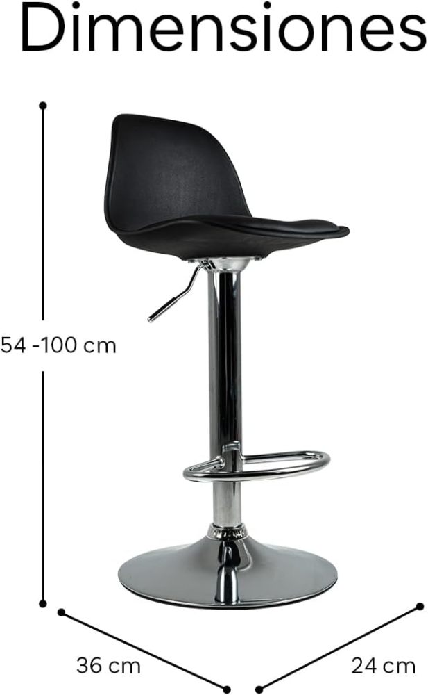 Juego de 4 Sillas para Bar con Reposapiés y Respaldo Medio | Taburetes Giratorios para Barra, Restaurantes, cocinas, con Altura Ajustable, Cómodas y Acolchadas(Negro1)