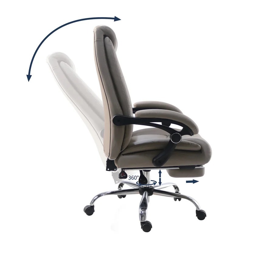 Silla de Escritorio Arnold Ergonómica Ejecutiva Giratoria Café con Base Cromada Just Home Collection