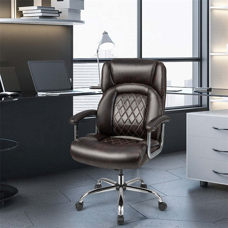 Silla de oficina giratoria de altura ajustable de 500 libras, silla de escritorio para ordenador, silla ejecutiva de piel sintética con Base de Metal resistente