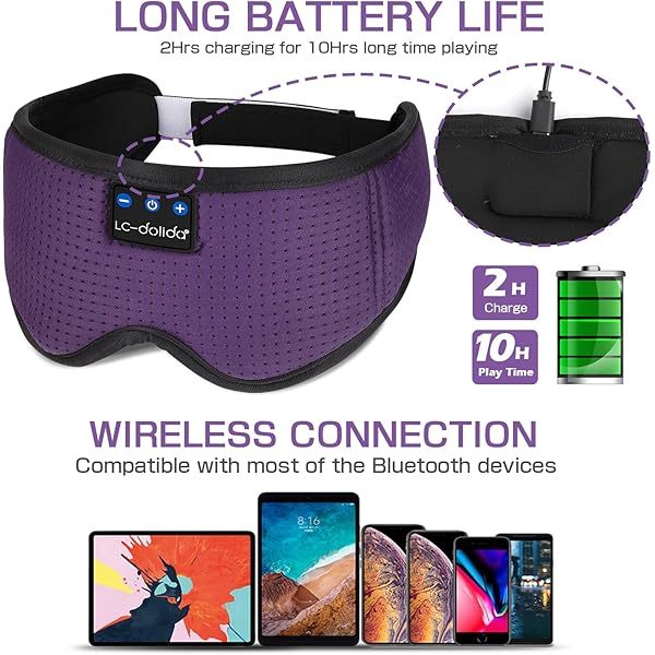 Auriculares para dormir, máscara para dormir 3D con Bluetooth, máscara para dormir con música inalámbrica, auriculares para dormir para quienes duermen de lado