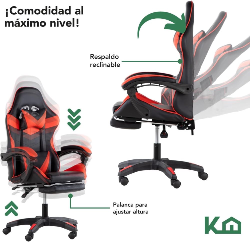 Silla ergonómica reclinable para juegos