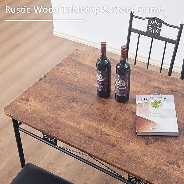 juego de mesa de comedor con mesa de vidrio para 4, Negro