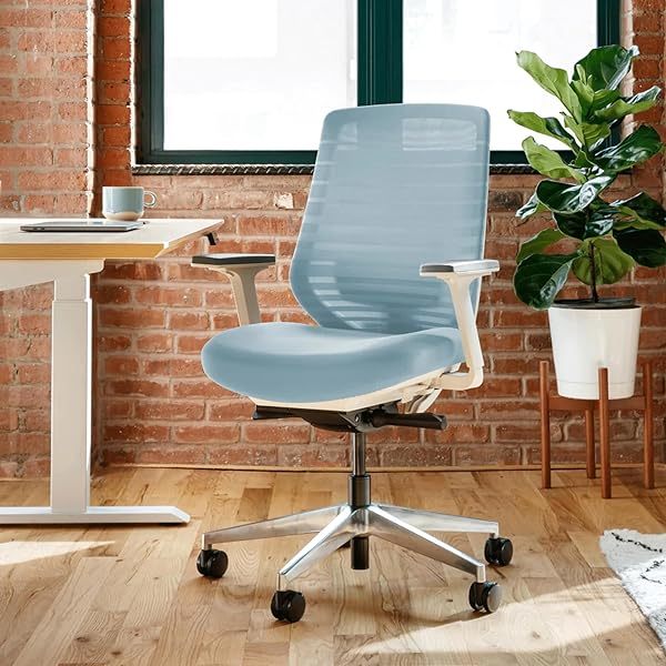 Silla ergonómica: una silla de escritorio versátil con soporte lumbar ajustable, respaldo de malla transpirable y ruedas suaves
