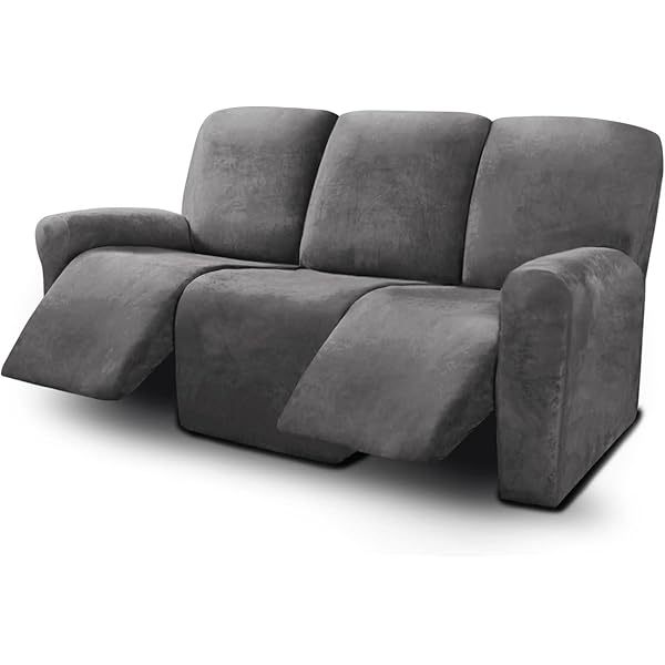 Fundas de sofá reclinables de terciopelo de 8 piezas, fundas elásticas para sofá reclinable de 3 cojines, fundas para sofá reclinable, muebles