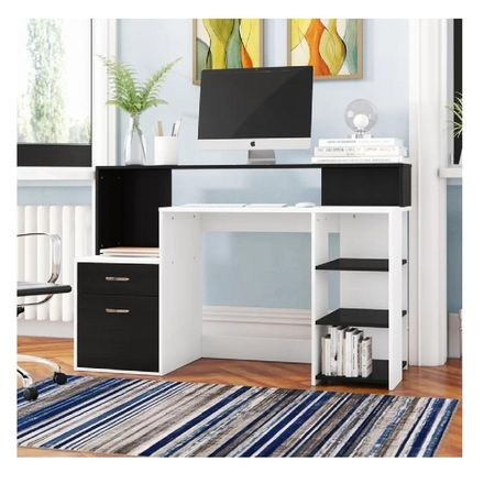Escritorio Juvenil color Blanco/Negro 1 cajón 1 puerta