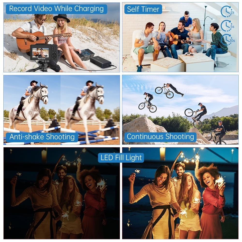 Rebajas espectaculares - 4K 64MP Vlogging Camera for YouTube 3''180°Flip/ Video Cameras for Beginners