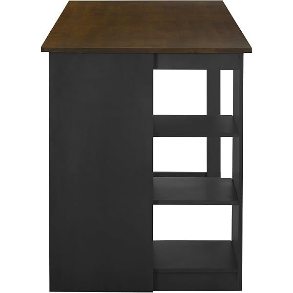 Juego de mesa de comedor de altura de mostrador con 4 sillas, mesa de cocina de madera maciza con gabinete de almacenamiento y cajón, tablero de mesa de mármol sintético, color negro