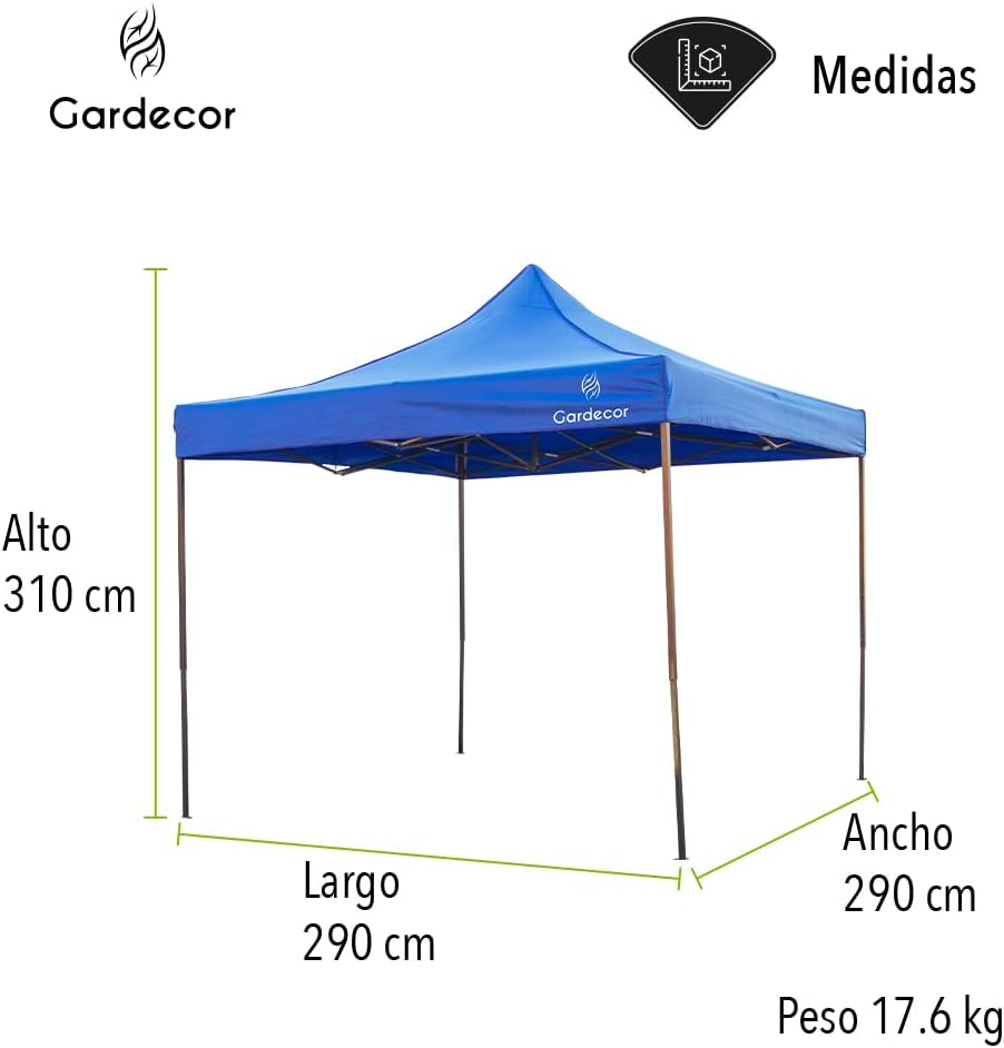 Carpa Plegable para jardín, Ideal para Actividad en Exteriores, fácil de armar, 3 x 3 Metros