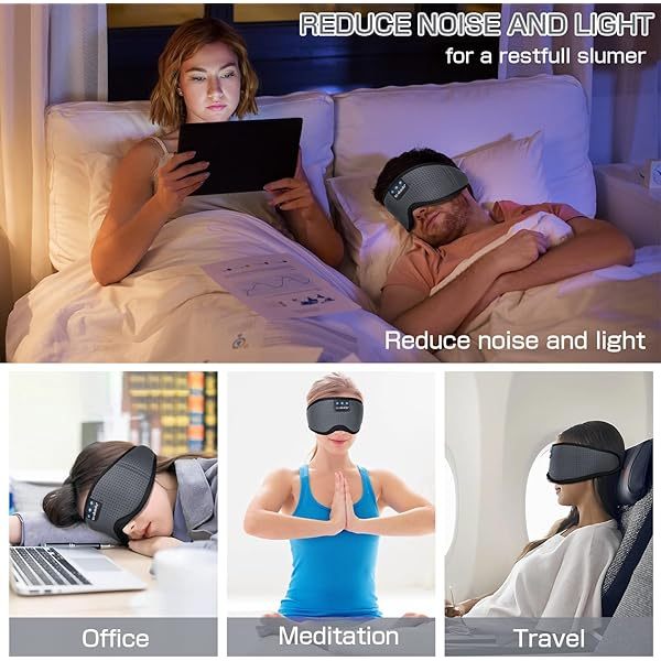 Auriculares para dormir, máscara para dormir 3D con Bluetooth, máscara para dormir con música inalámbrica, auriculares para dormir para quienes duermen de lado