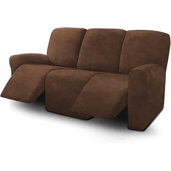 Fundas de sofá reclinables de terciopelo de 8 piezas, fundas elásticas para sofá reclinable de 3 cojines, fundas para sofá reclinable, muebles