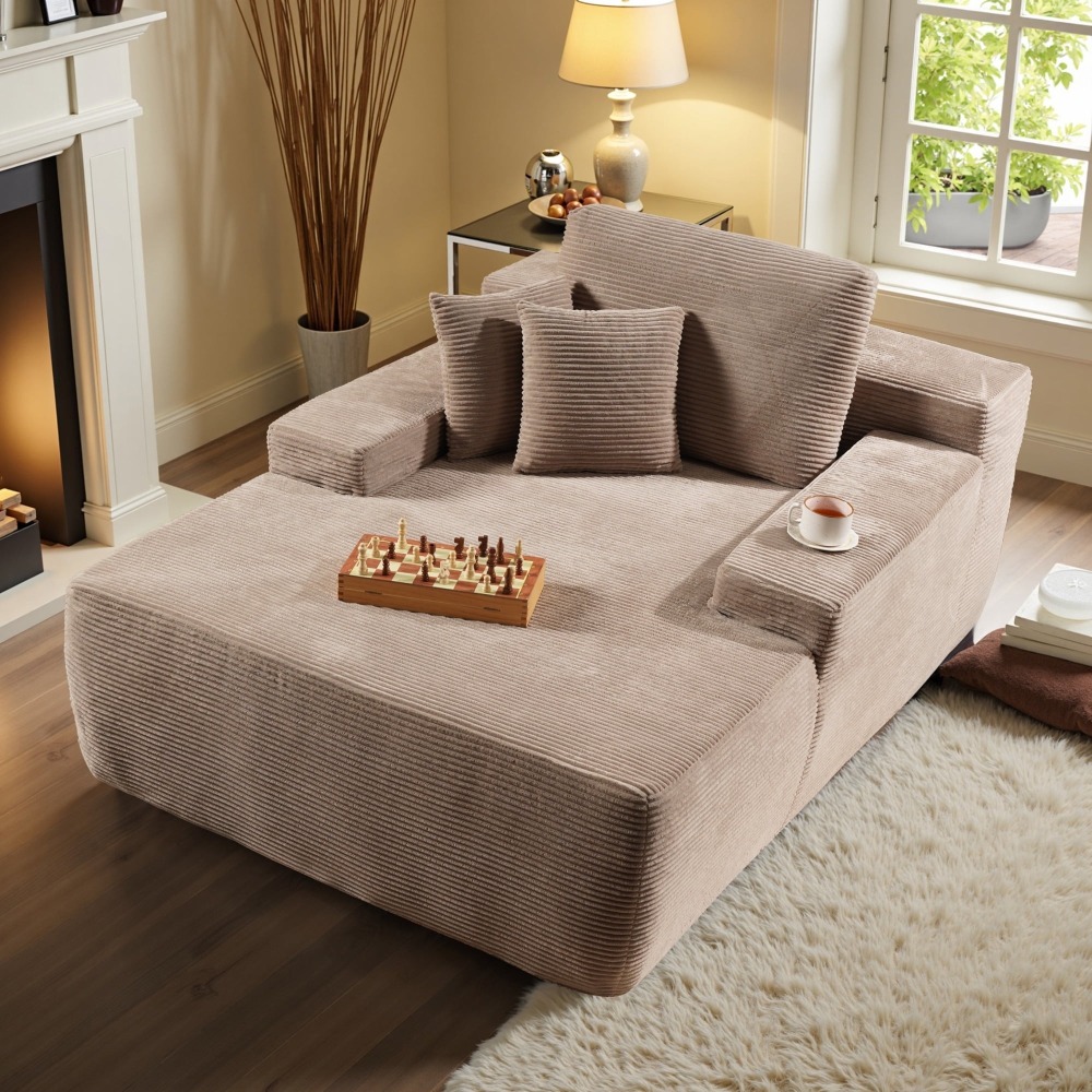 Sillón Chaise Lounge Gigante Ovios 170x122cm - Sofá Cama Ultra Cómodo de Pana, Sin Montaje, Para Salón